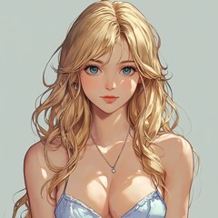  Cute anime girl with big expressive eyes and colorful hair standing in a fantasy landscape. Magical girl concept, vibrant anime style illustration, whimsical background, youthful character design, fi
