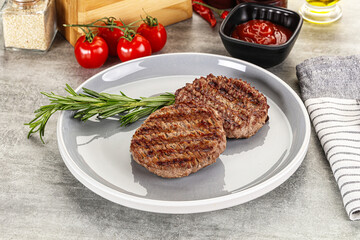 Grilled two beef burger cutlet