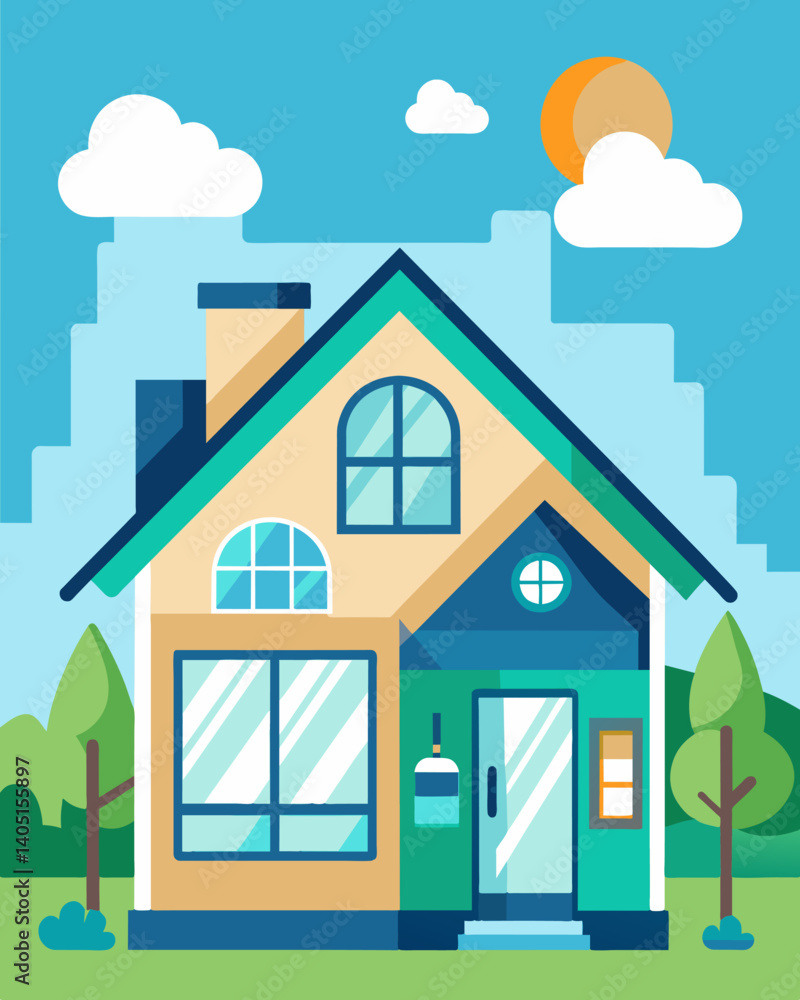 Poster a suburban home with doublepaned windows proper insulation and smart thermostats for optimized energ