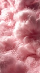 Soft and fluffy pink cotton clouds create a whimsical texture resembling cotton candy during daylight