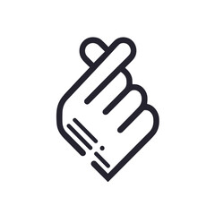 Obraz premium Minimalistic line art illustration of a heart hand sign on a clean background