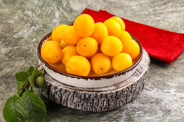 Ripe sweet juicy yellow plum