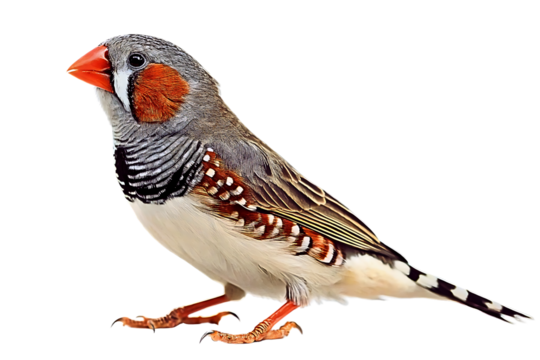 Zebra Finch Birds animal isolated on a white transparent background