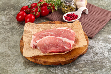 Raw pork steak for cooking