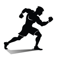 Boxing silhouette doing shadow boxing Vector illustration