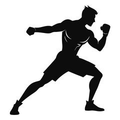 Boxing silhouette doing shadow boxing Vector illustration