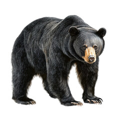 Fototapeta premium Asiatic black-bear illustration, moon-bear forest dweller