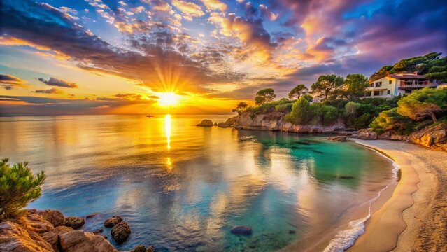 Majestic Sunrise over Cala Millor, Mallorca: Mediterranean Sea Panorama
