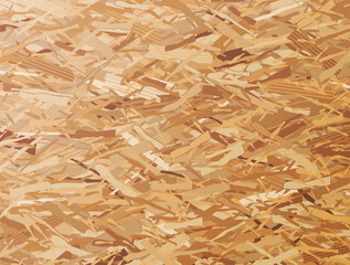 Wooden texture of oriented strand board (OSB). OSB surface close up. Background of wood chips and flakes. Vector image for construction industry, furniture production, building materials, framing