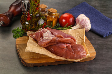 Raw uncooked turkey thigh fillet