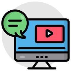 A flat design icon of video chat