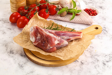 Raw lamb shank for cooking