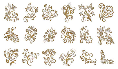 Classic calligraphy swirls, swashes, floral motifs. For greeting cards, wedding invitations, restaurant menu, royal certificates and graphic design. Ornate vintage frames and scroll elements. .eps