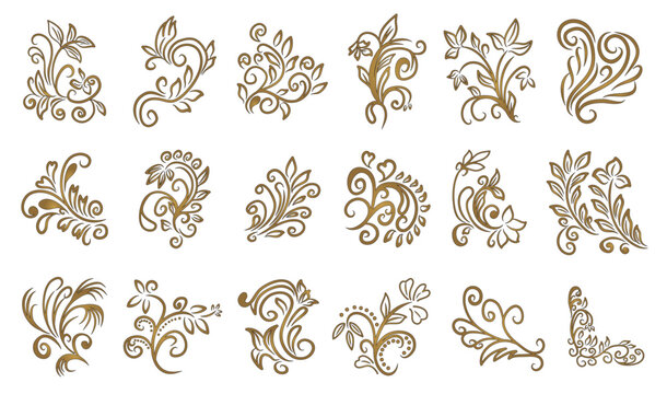 Classic calligraphy swirls, swashes, floral motifs. For greeting cards, wedding invitations, restaurant menu, royal certificates and graphic design. Ornate vintage frames and scroll elements. .eps