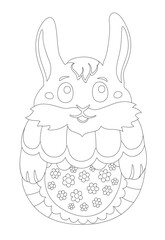 Coloring book art with cute egg bunny