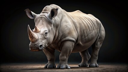 Naklejka premium Majestic White Rhino Portrait: Powerful Wildlife Image