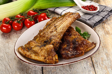 Tasty roasted pork ribs with spices