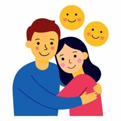 happy family on white  vector illustration