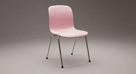 Obraz premium Pale Pink Chair Isolated, Modern Minimalist Design Furniture with Metal Legs