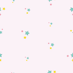 Baby Seamless Background in Star and cool Colors. Vector Cartoon Illustration.