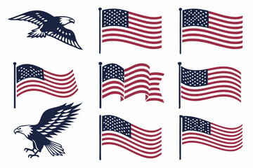 USA Flags Vector American Flag Icon Collection in Vector  set