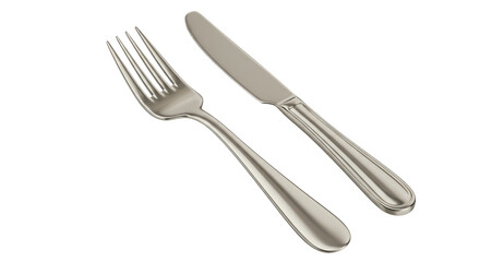 Isolated Fork and Knife Silverware