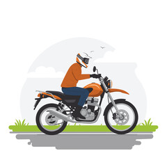Obraz premium Motorcycle rider enjoying a ride on a sunny day 