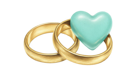 Isolated Wedding Rings with Heart