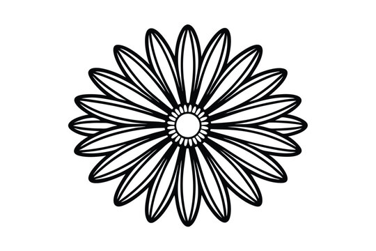 recommend clip art: Daisy flower outline flat icon