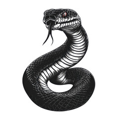 Fototapeta premium Cobra illustration, hooded serpent full-body art
