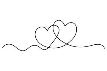 Heart continuous one line art drawing of heart hand drawn vector illustration
