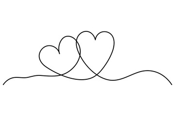 Fototapeta premium Heart continuous one line art drawing of heart hand drawn vector illustration 