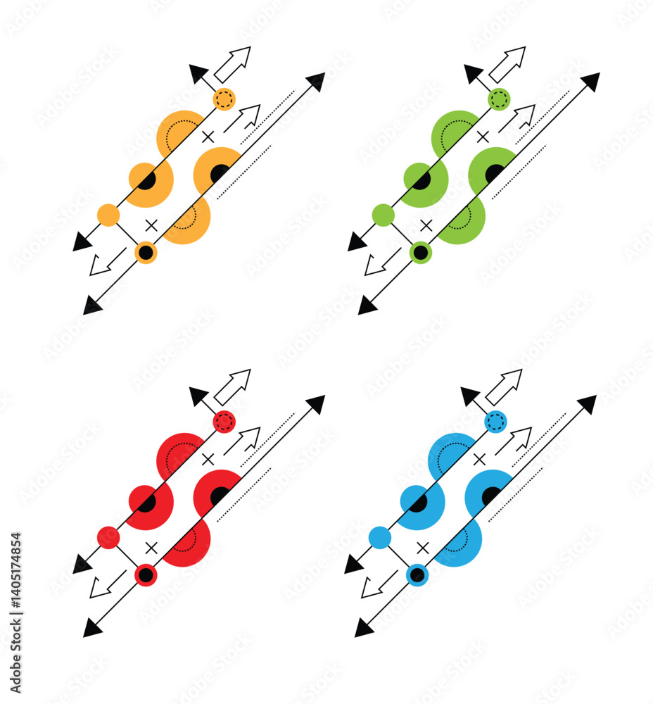 Poster Simple Half Circle Line Art Web Design Element Different Colors. Graphic design web resources vector art
