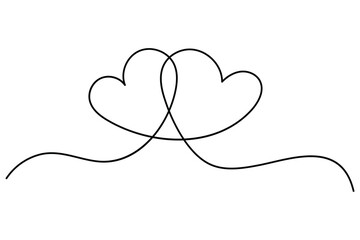 Heart continuous one line art drawing of heart hand drawn vector illustration
