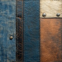 Natural leather and denim jeans texture background