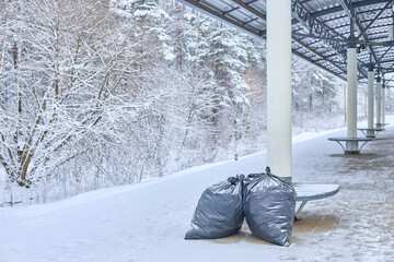 Winter s stark beauty contrasts with discarded waste, evoking a sense of melancholy and...