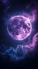 Obraz premium Radiant moon surrounded by glowing nebula high resolution picture