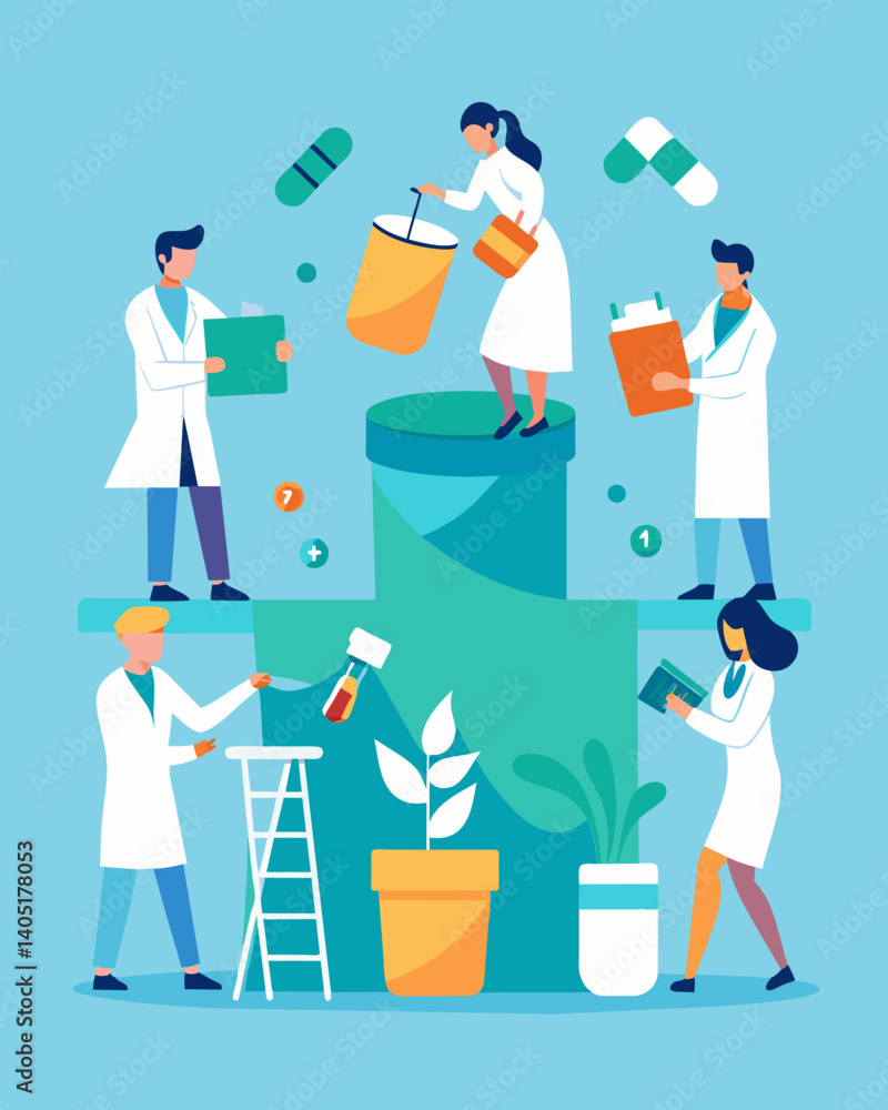 Poster a team of scientists collect samples from different stages of the treatment process analyzing and re