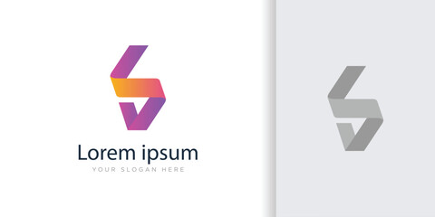 simple letter sv and vs color logo vector design 