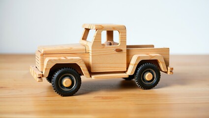 Classic Wooden Toy Truck - Product Photography with Ample Space