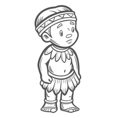 Cartoon Zulu Boy Illustration, Traditional Attire