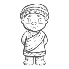 Cute Zulu Boy Cartoon Illustration