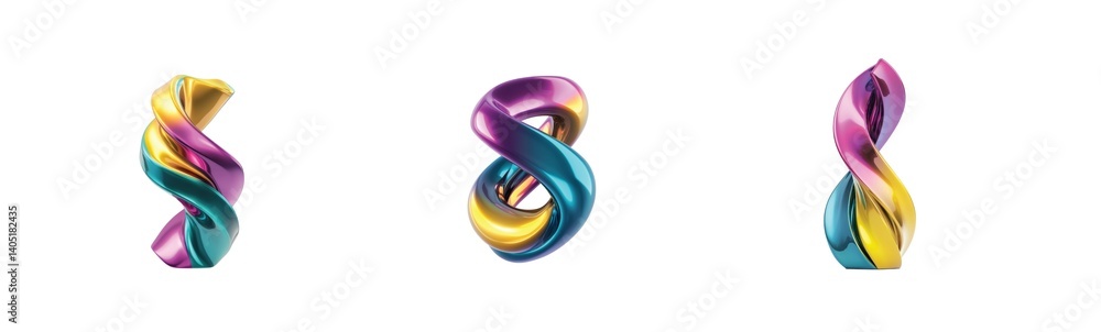 Poster colorful spirals with twisted shapes and dynamic curves in vibrant colors