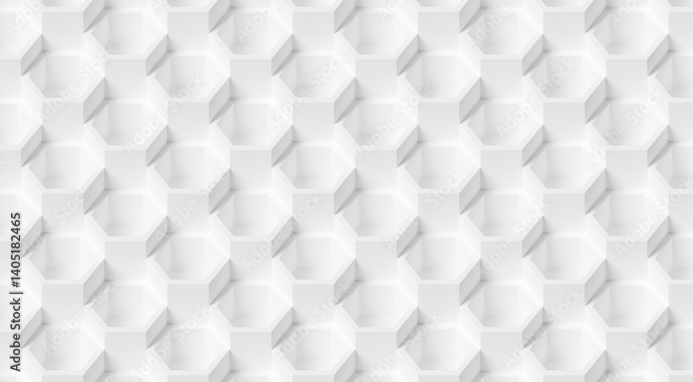 Poster modern minimal white honeycombs or hexagons frame steps geometry pattern background isometric view