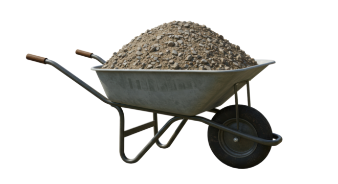 Isolated Wheelbarrow Full of Gravel
