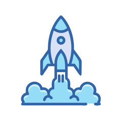 Rocket Ship Launching Upright Icon Design