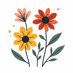 Spring flowers vector, Set of flowers