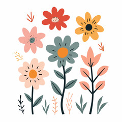 Spring flowers vector, Set of flowers