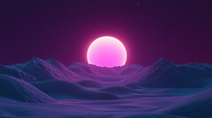 A Pink Moon in a Purple Desert