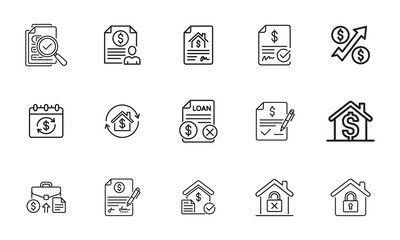 Mortgage and Loan Services Icons Set